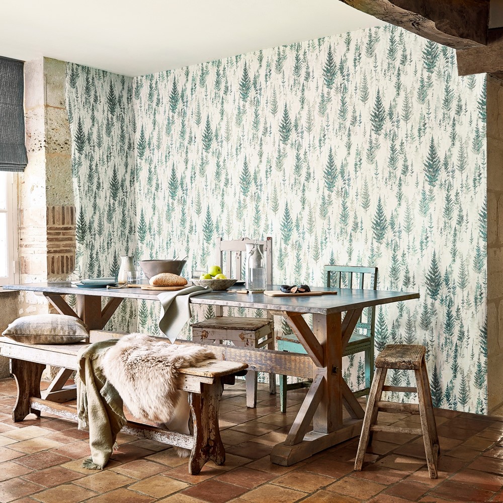 Juniper Pine Wallpaper 216622 by Sanderson in Forest Green